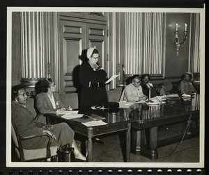 Arenia Mallory speaking at the meeting of the National Council of Negro Women, Washington, DC