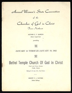 Annual women's state convention program, Texas Northeast, COGIC, Tyler, 1963