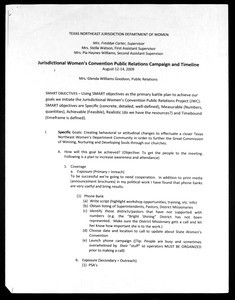 Jurisdictional Women’s Convention public relations campaign and timeline, COGIC, 2009