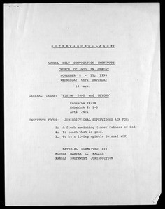 Annual Holy Convocation, COGIC (88th: 1995), supervisor's class #3 syllabus