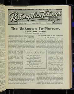 Redemption tidings, vol. 23, nos. 1-26, 3 Jan. - 19 Dec. 1947