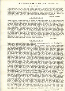 Servant of the Church, Romans 16:1, Circular letter for September 1984