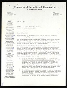 McGlothen, letter, 1991, to Ford