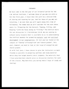 J.W. Wilson Institute meeting program & syllabus