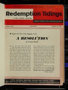 Redemption tidings, vol. 36, nos. 1-52, 1 Jan. - 23 Dec. 1960