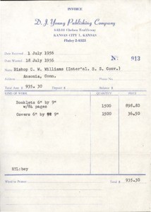 Invoice for C. W. Williams, 1956 July 1