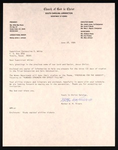 Rivers, letter, 1994, to White