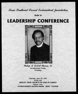 Texas Southeast Second Ecclesiastical Jurisdiction, COGIC, leadership conference program, 1997