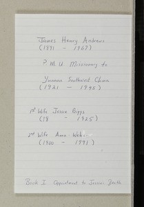 Mission work of James Andews in China, 1915-1925