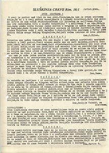 Servant of the Church, Romans 16:1, Circular letter for January 1984