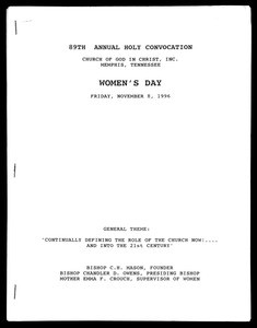 Annual Holy Convocation of the Church of God in Christ (89th: 1996), Women's day program