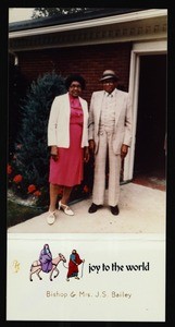 Christmas card picturing Bishop & Mrs. J.S. Bailey