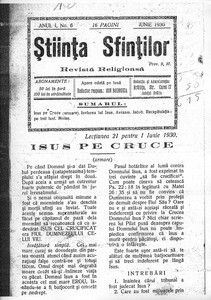 The Science of Saints, 1930, vol, 1, no. 6 = Ştiinţa Sfinţilor, 1930, anul I, nr 6