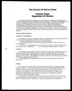 The Church of God in Christ, Department of Women, position paper