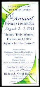 Annual women's convention flier, Texas Southeast, COGIC, Dallas, 2011