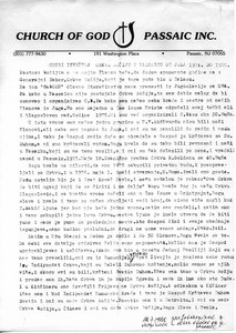 Izvještaj Crkve Božje u Passaicu, NJ, 1974. – 1988. godine