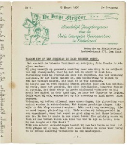 De jonge strijder : Pinkstermaandblad voor jeugdwerk en zondagsschool, vol. 02, nr. 03 (1950 maart)