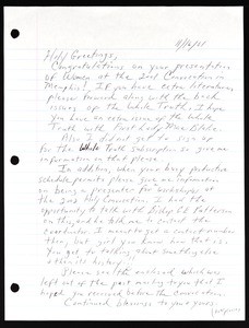Scruggs, letter, 2001