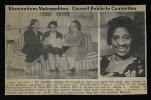 "Birmingham Metropolitan Council Publicity Committee", ca. 1952