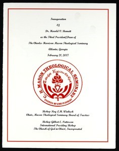 Inauguration program for Harold Bennett, Mason Theological Seminary, 2007