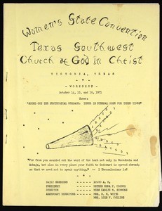 Annual women's state convention program, Texas southwest, COGIC, Victoria, 1971