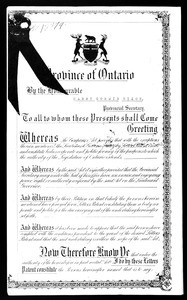 Letters patent, re Canadian COGIC, Ontario, 1935