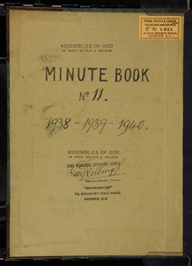 Minute book no. 11, PMU, AoG GB, HRMC, Sept. 1938 - Oct. 1940