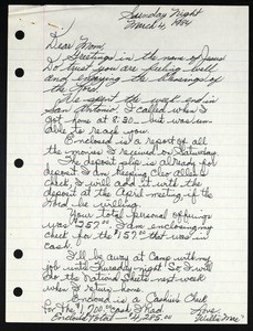 Willie Mae, letter, 1984, to COGIC