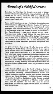 Obituary, Mary Eva Howard, 2005