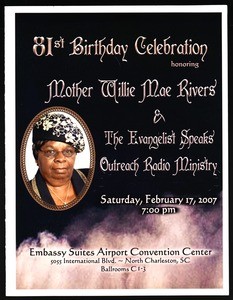 Birthday service program, Willie Mae Rivers, 2007