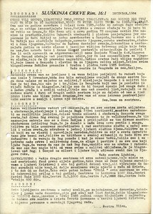 Servant of the Church, Romans 16:1, Circular letter for December 1984