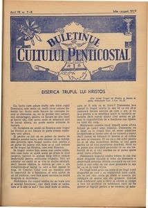 Buletinul Cultului Penticostal - Biserica lui Dumnezeu Apostolica
