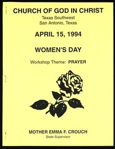 Women's day program, workshop, Texas southwest, COGIC, San Antonio, 1994 (copy 1)