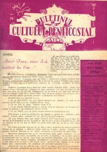 Buletinul Cultului Penticostal - Biserica lui Dumnezeu Apostolica