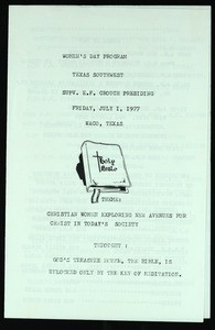 Women's day program, Texas Southwest, 1977