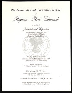 Installation service program, Regina Rose Edwards, 1991