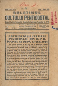 Buletinul Cultului Penticostal - Biserica lui Dumnezeu Apostolica