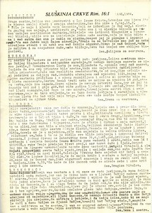 Servant of the Church, Romans 16:1, Circular letter for March 1984