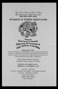 Women's week program, Open Door COGIC, Dallas, 2007