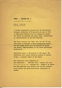 Circular letter about the European Pentecostal Conference 1978