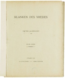 Klanken des vredes, vol. 05 (1919), nr. 01