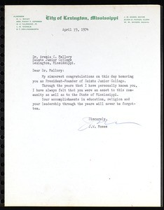 Moses, letter, 1974, to Mallory (Saints College)