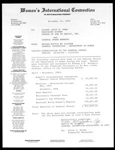 Contributions to COGIC, Memphis, 1993