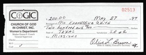 Receipt, COGIC to White, Texas, 1997