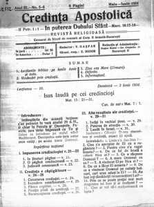 Apostolic Faith - In the Power of Holy Spirit, 1934, vol, 1, no. 5-6 = Credinţa Apostolică - În puterea Duhului Sfânt, 1934, anul I, nr 5-6