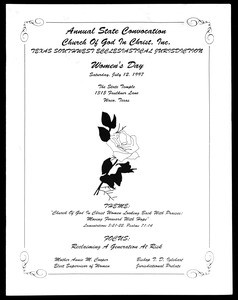 Annual state convocation, Texas southwest, COGIC, Waco, Women's day program, 1997