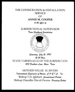 Installation service program, Annie M. Cooper, 1997