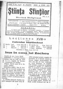 The Science of Saints, 1931, vol, 2, no. 5-6 = Ştiinţa Sfinţilor, 1931, anul II, nr 5-6