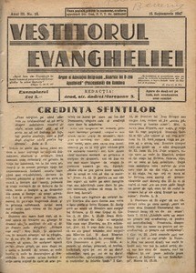 The herald of Gospel, 1947, vol, 3, no. 18 = Vestitorul Evangheliei, 1947, anul III, nr 18