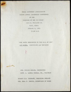 Texas Southwest Jurisdiction, COGIC (2nd: 1983), leadership conference program